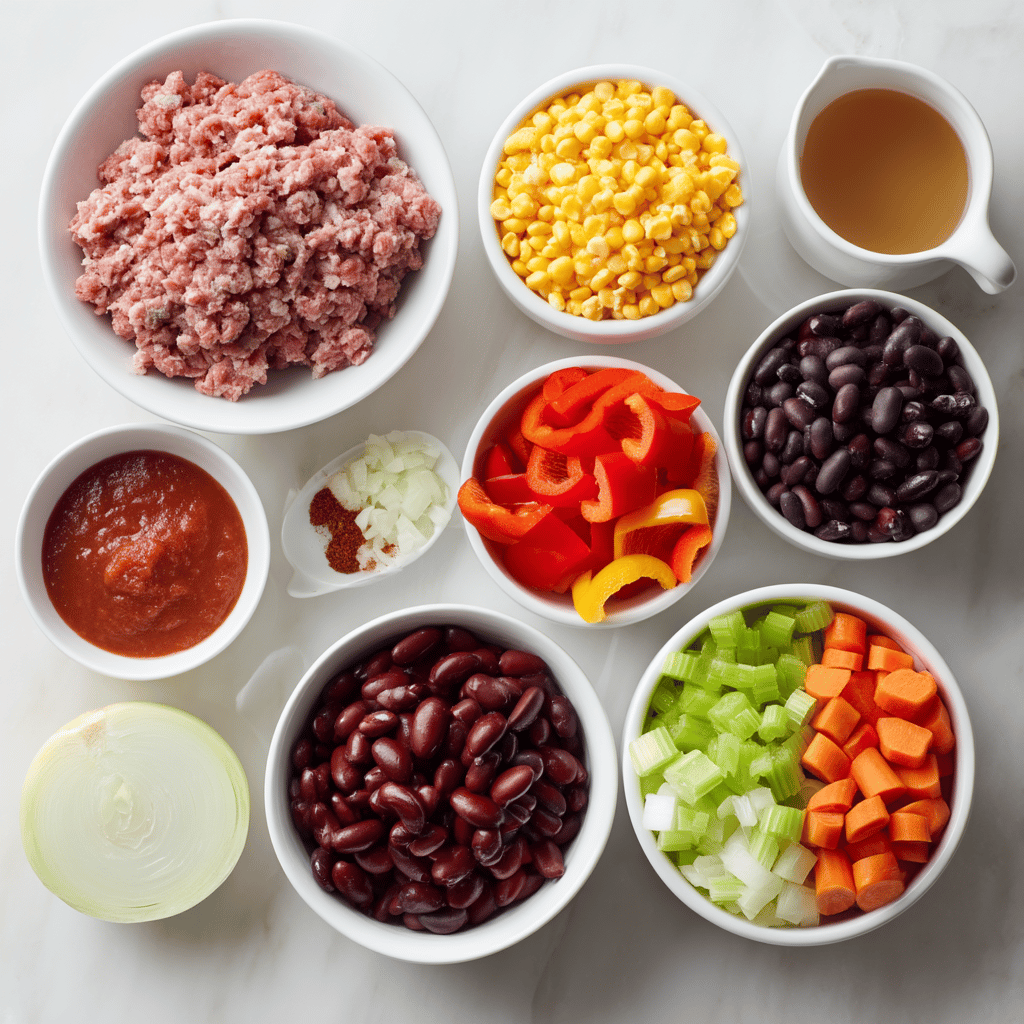 Ingredients for Hearty Slow Cooker Chili with a Healthy Twist